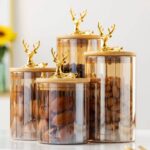 برطمان زجاج عسلى وسط 750 مل غطاء خشب غزاله محكم الغلق