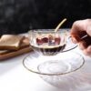 طقم شاى بالطبق 12 ق كنار مدهب